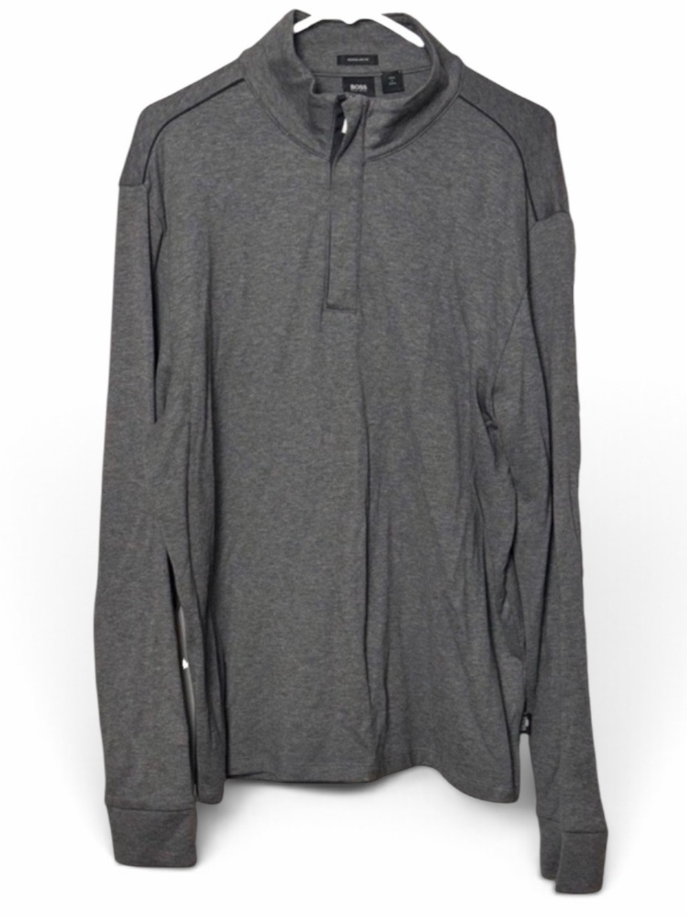 BOSS Hugo Boss Gray Regular Fit Long Sleeve 1/4 Zip Pullover Sweater Size XL